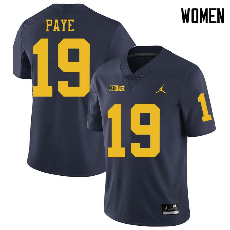 Jordan Brand Women #19 Kwity Paye Michigan Wolverines College Football Jerseys Sale-Navy